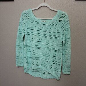 Abercrombie Kids Girls Seafoam Open Knit Hi-Lo Sweater Size XL
